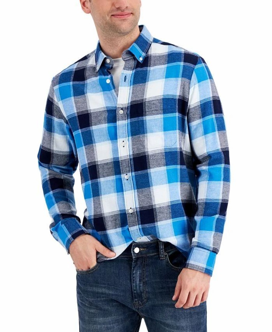 Casual Button-Down Shirts * | Club Room Men'S Regular-Fit Plaid Flannel Shirt, Created For Macy'S