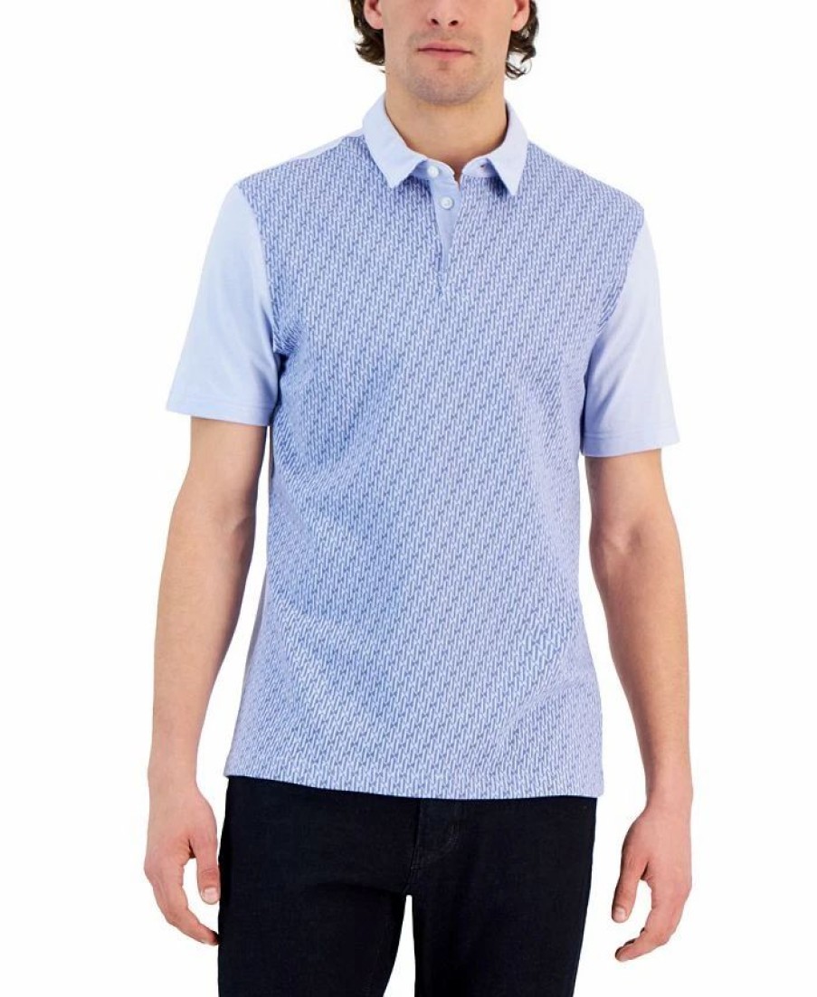 Casual Button-Down Shirts * | Alfani Mode Short Sleeve Colorblocked Geo Polo Shirt, Created For Macy'S