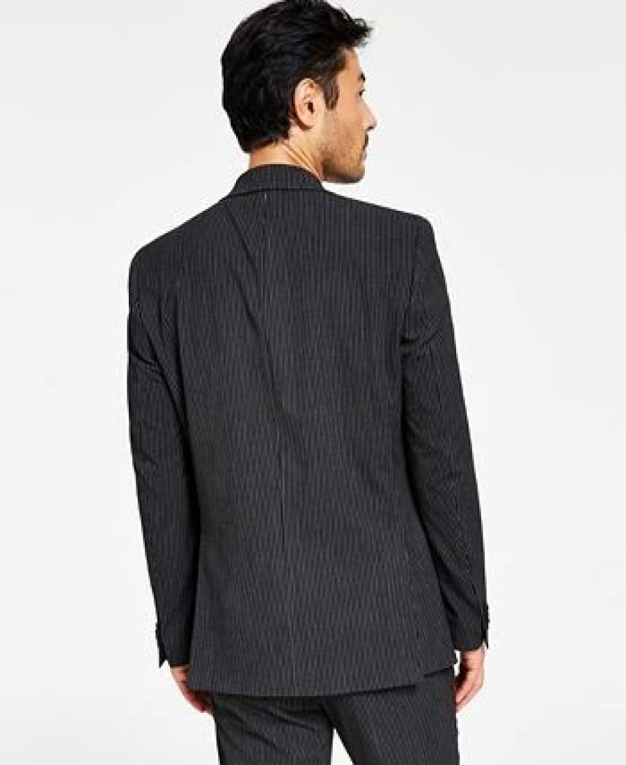 Suits & Tuxedos * | Alfani Men'S Slim-Fit Double-Breasted Suit Separate Jacket, Created For Macy'S Pinstripe