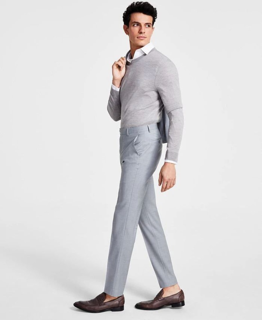 Suits & Tuxedos * | Bar Iii Men'S Skinny-Fit Sharkskin Suit Pants, Created For Macy'S Light Grey