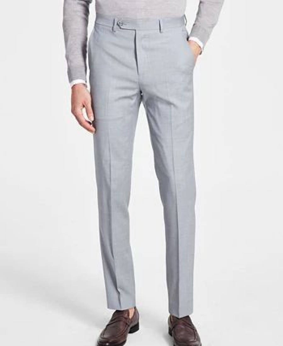 Suits & Tuxedos * | Bar Iii Men'S Skinny-Fit Sharkskin Suit Pants, Created For Macy'S Light Grey