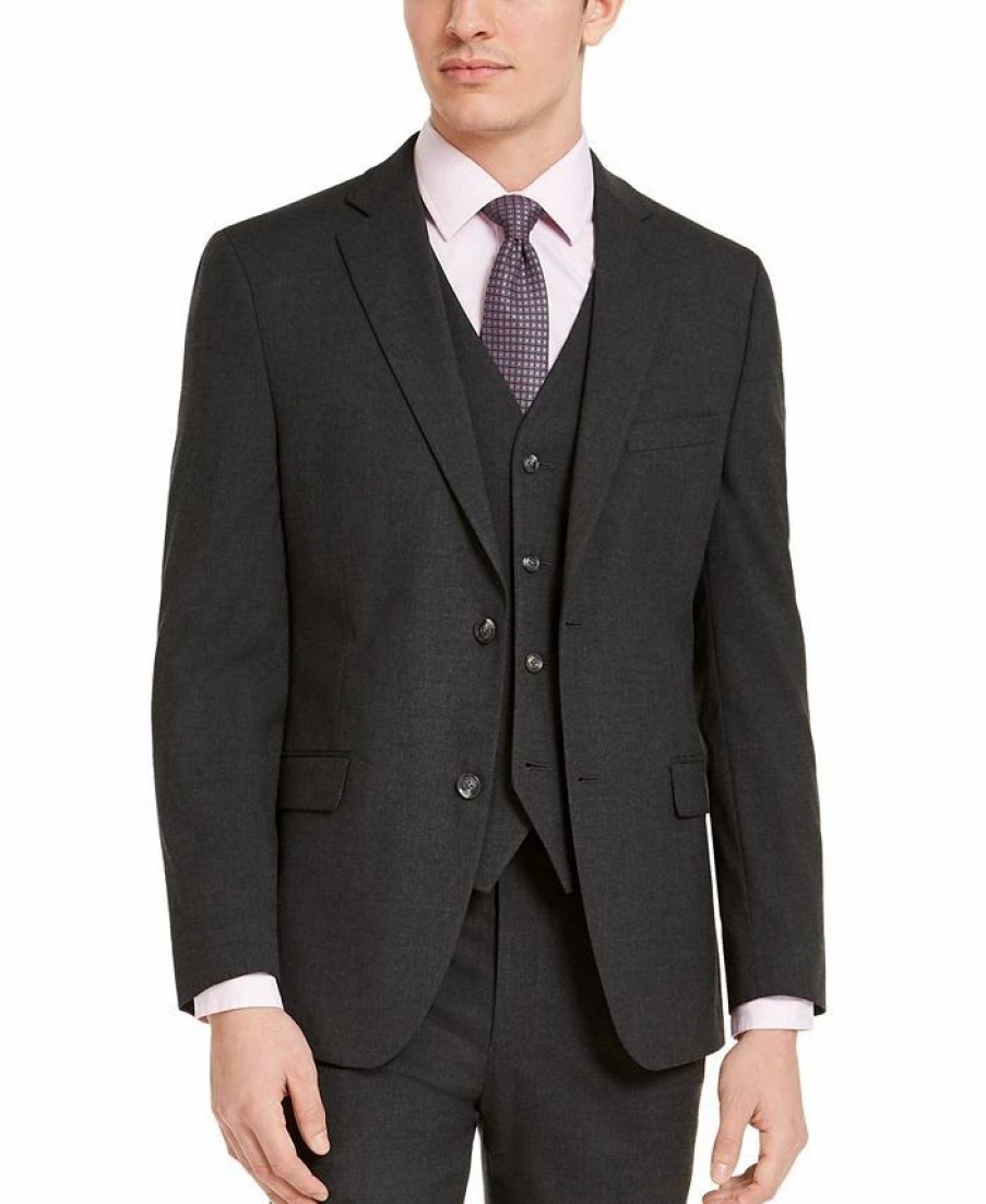 Suits & Tuxedos * | Alfani Men'S Slim-Fit Stretch Solid Suit Jacket, Created For Macy'S Charcoal