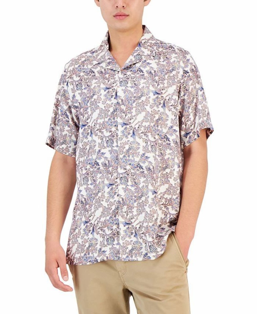 Casual Button-Down Shirts * | Club Room Men'S Byzantine Shirt, Created For Macy'S Navy Blue Combo