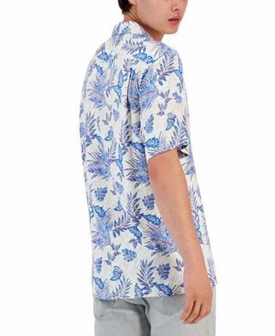 Casual Button-Down Shirts * | Club Room Men'S New Foliage Shirt, Created For Macy'S Bright White