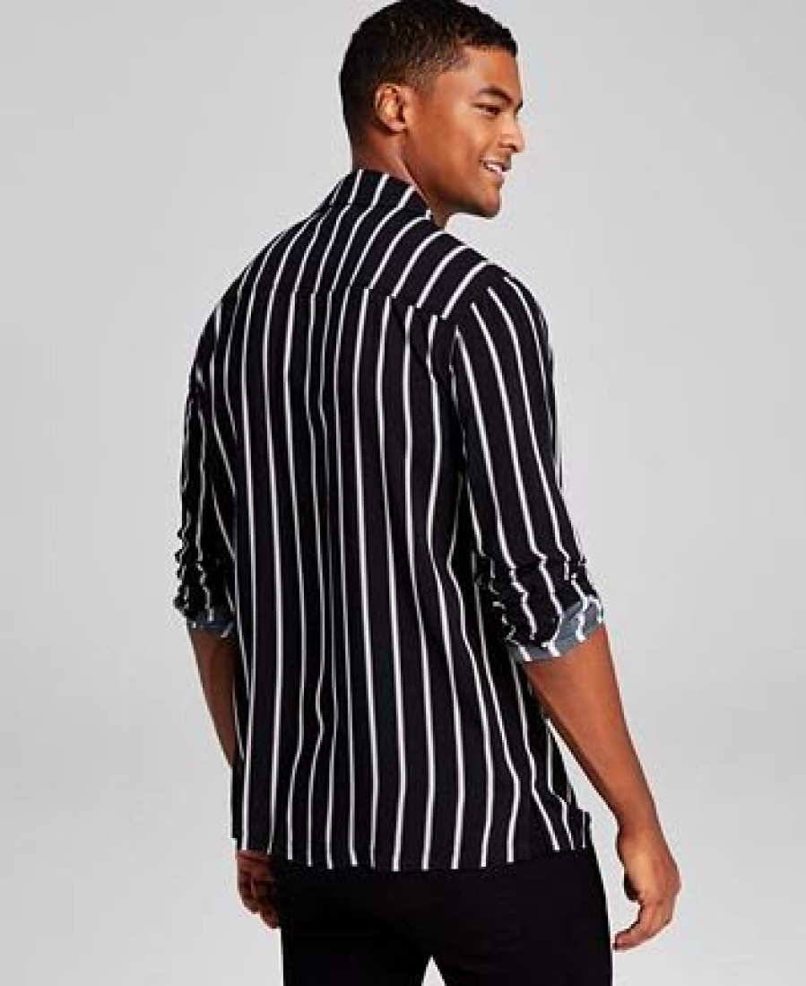 Casual Button-Down Shirts * | And Now This Men'S Striped Long-Sleeve Resort Shirt