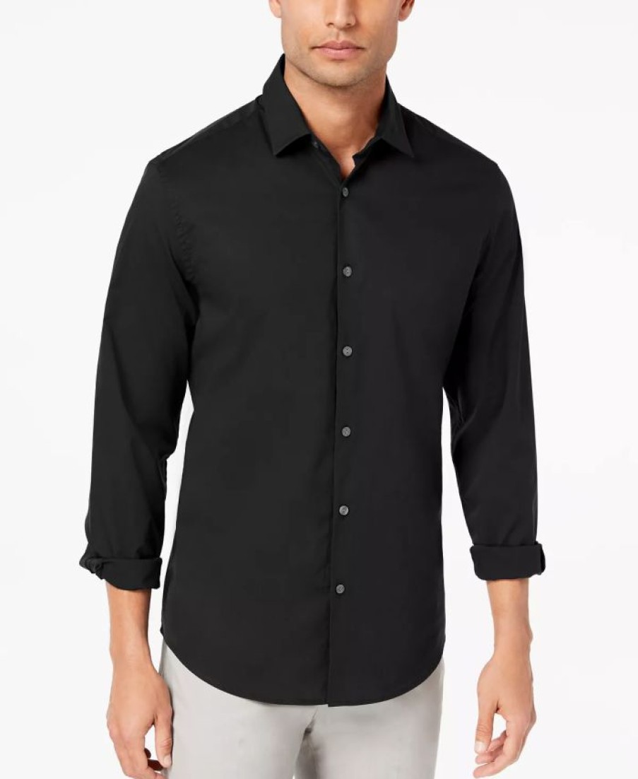 Casual Button-Down Shirts * | Alfani Men'S Stretch Modern Solid Shirt, Created For Macy'S