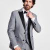 Suits & Tuxedos * | Alfani Men'S Slim-Fit Contrast-Trim Tuxedo Jacket, Created For Macy'S Light Grey