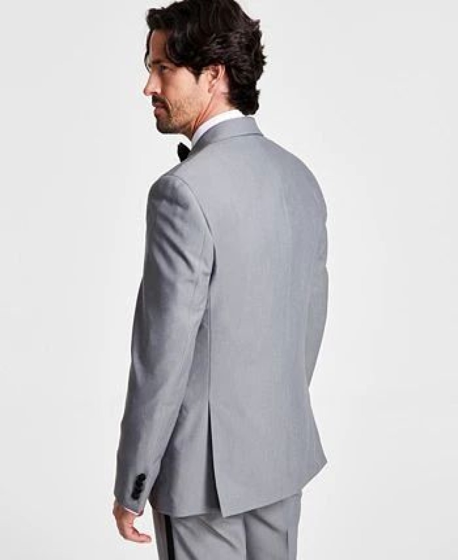 Suits & Tuxedos * | Alfani Men'S Slim-Fit Contrast-Trim Tuxedo Jacket, Created For Macy'S Light Grey