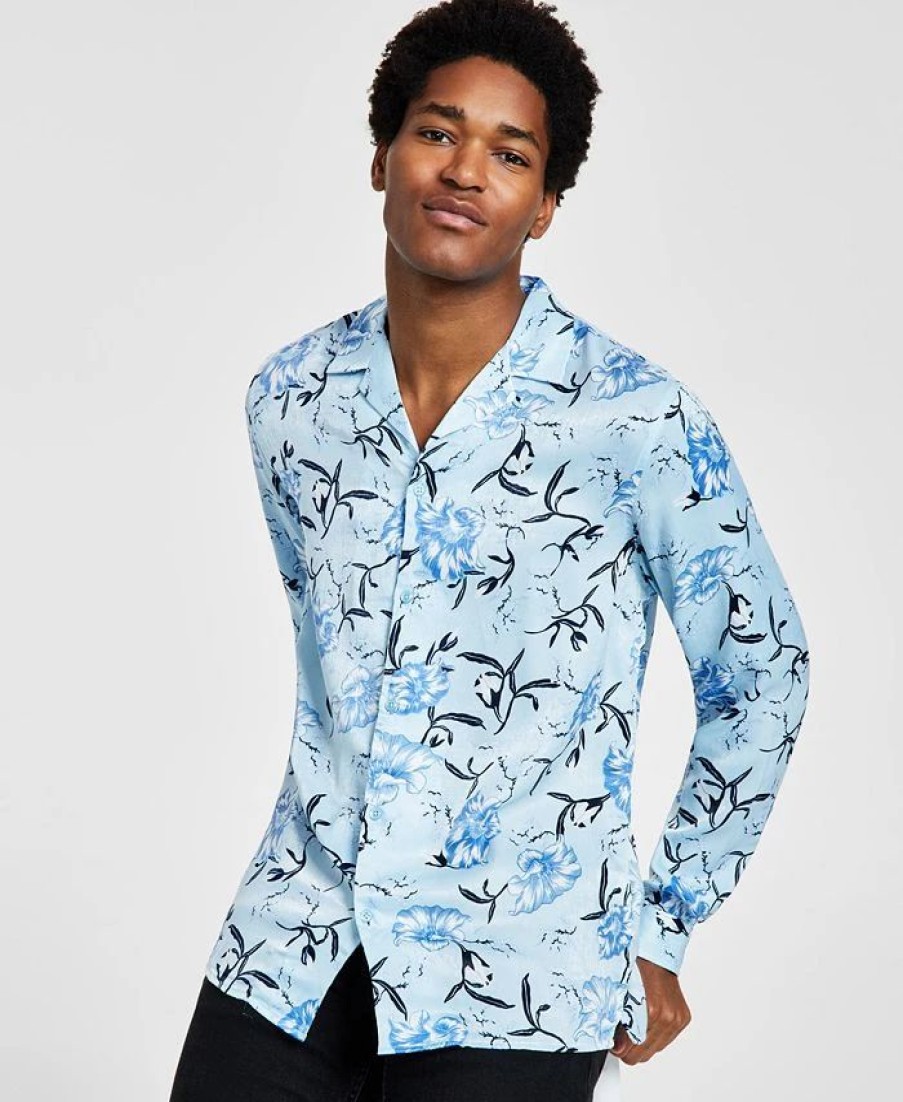 Casual Button-Down Shirts * | Inc International Concepts Men'S Jess Classic-Fit Long Sleeve Floral Print Camp Shirt, Created For Macy'S Angel Falls