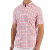 Casual Button-Down Shirts * | Club Room Verde Short Sleeve Button-Down Plaid Pattern Shirt, Created For Macy'S Coral Lining