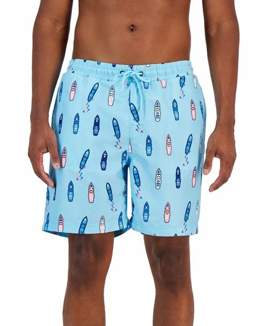 Swimwear * | Club Room Men'S Wave Catchers Swim Trunks, Created For Macy'S