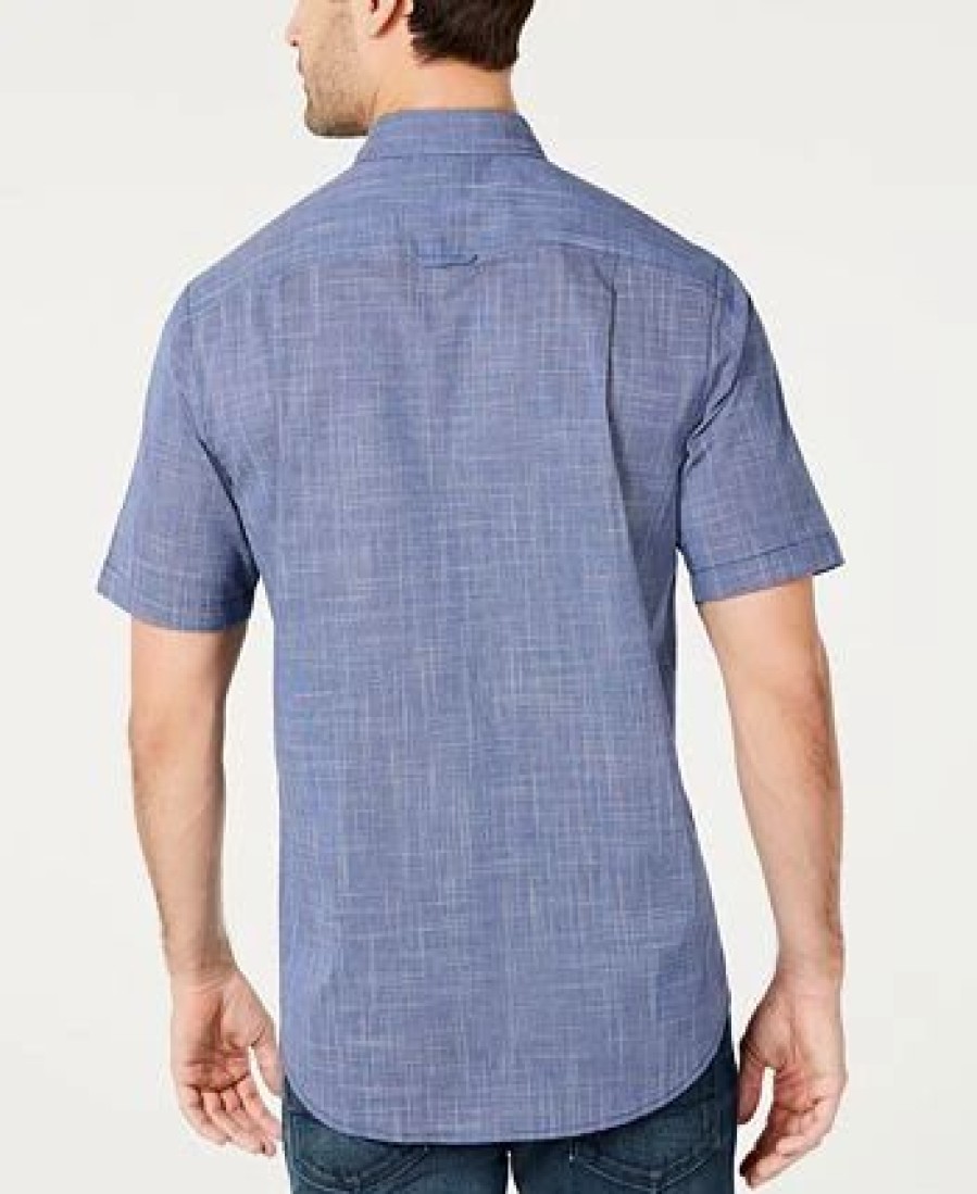 Casual Button-Down Shirts * | Club Room Men'S Texture Check Stretch Cotton Shirt, Created For Macy'S