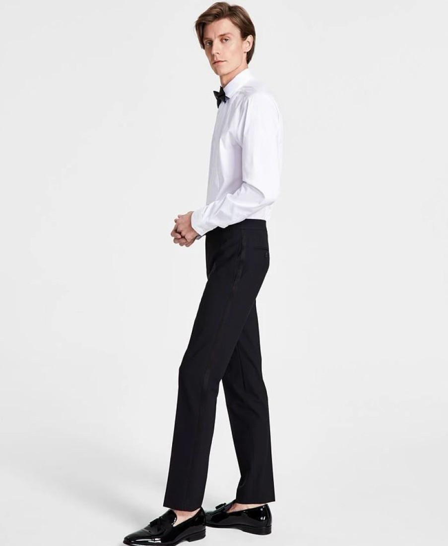 Suits & Tuxedos * | Bar Iii Men'S Slim-Fit Faille-Trim Tuxedo Pants, Created For Macy'S Black