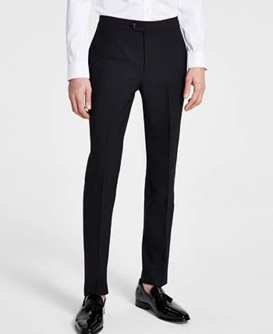 Suits & Tuxedos * | Bar Iii Men'S Slim-Fit Faille-Trim Tuxedo Pants, Created For Macy'S Black