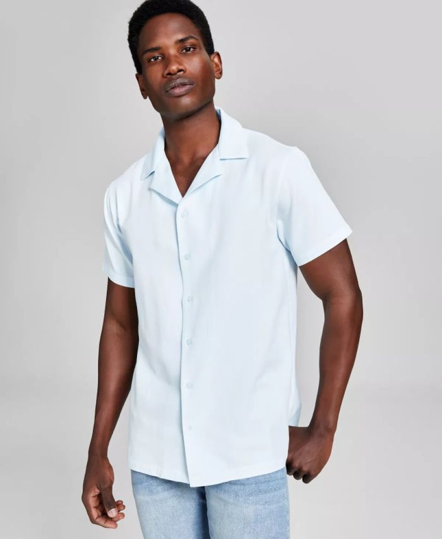 Casual Button-Down Shirts * | And Now This Men'S Solid Short Sleeve Camp Shirt, Created For Macy'S