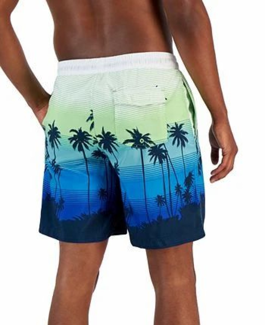 Swimwear * | Club Room Men'S Tropical Sunset Swim Trunks, Created For Macy'S