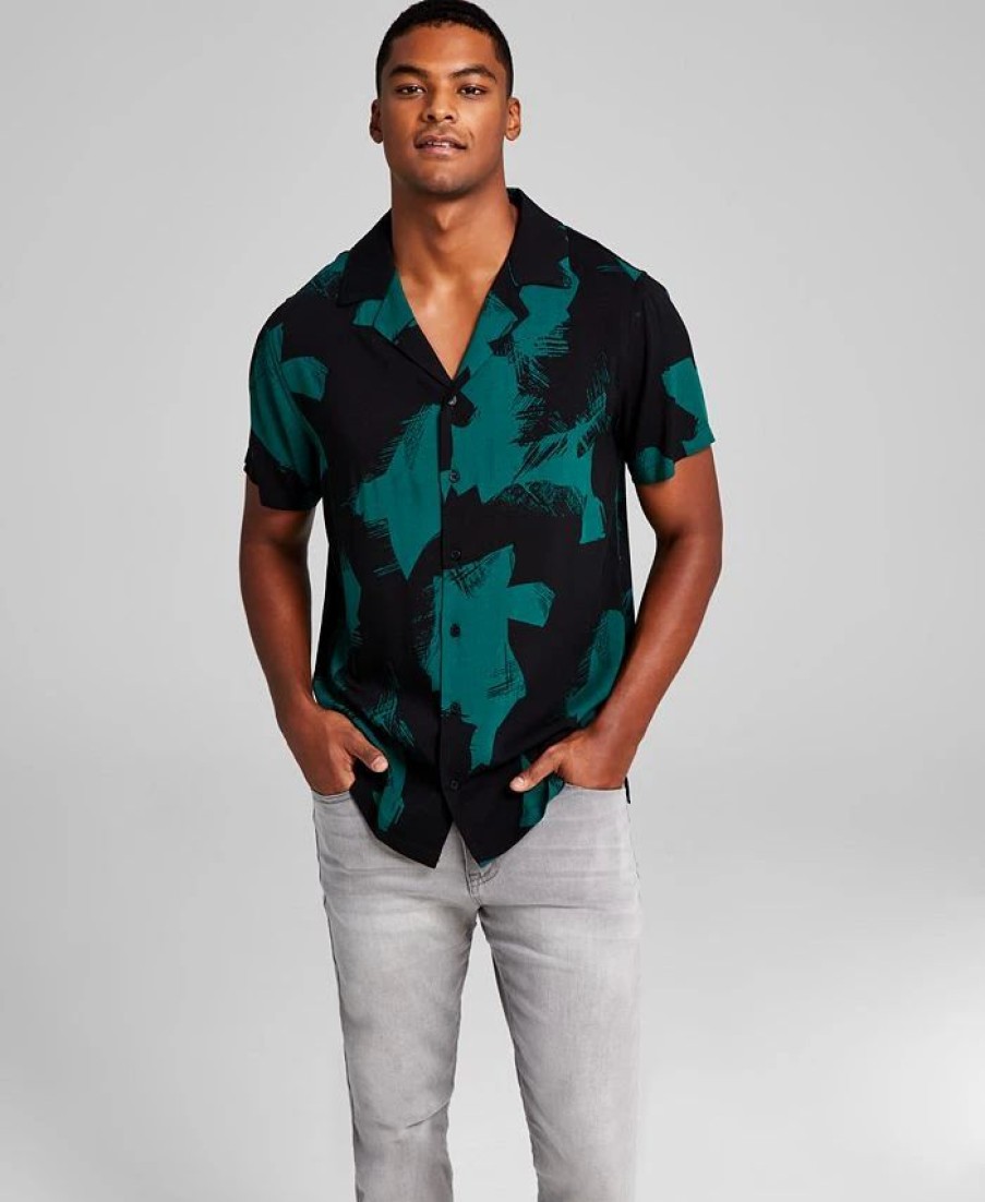 Casual Button-Down Shirts * | And Now This Men'S Abstract Printed Short-Sleeve Button-Up Shirt