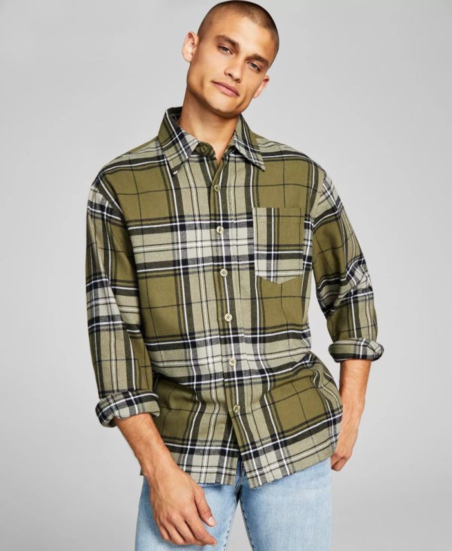 Casual Button-Down Shirts * | And Now This Men'S Regular-Fit Plaid Flannel Shirt