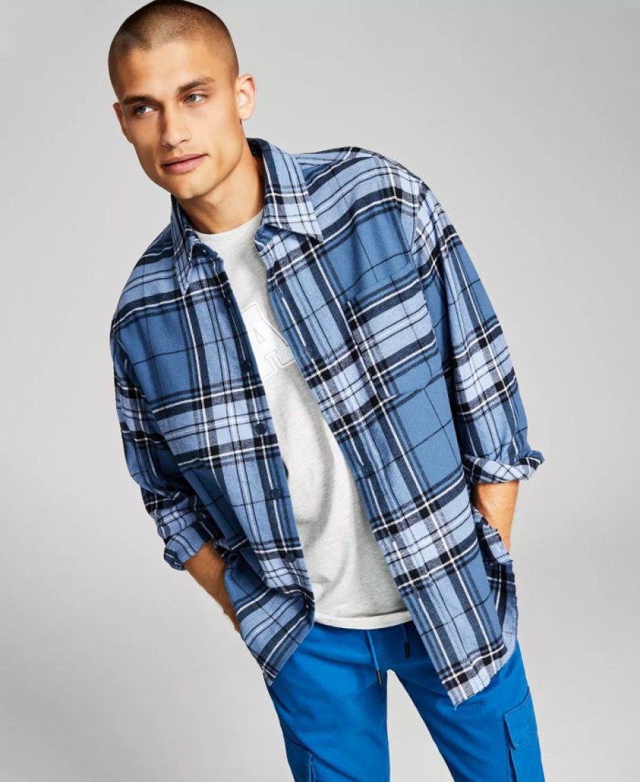 Casual Button-Down Shirts * | And Now This Men'S Regular-Fit Plaid Flannel Shirt