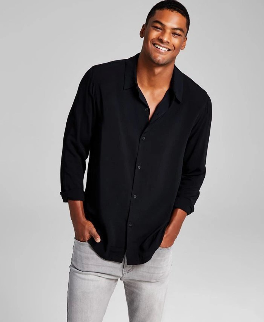 Casual Button-Down Shirts * | And Now This Men'S Solid Long-Sleeve Resort Shirt