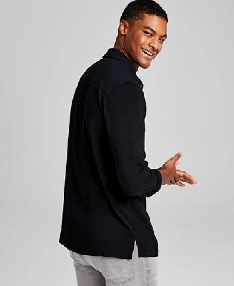 Casual Button-Down Shirts * | And Now This Men'S Solid Long-Sleeve Resort Shirt