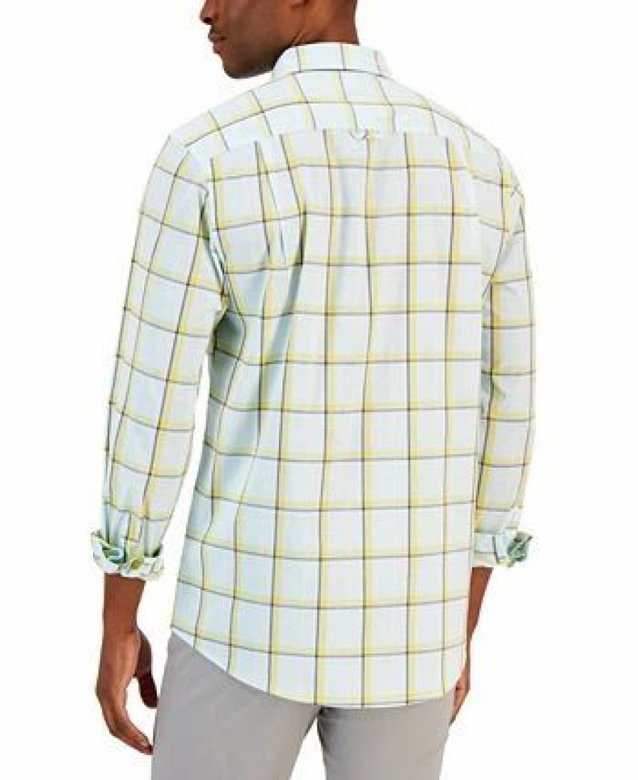 Casual Button-Down Shirts * | Club Room Men'S Cresta Plaid Woven Long-Sleeve Single Pocket Shirt, Created For Macy'S Blue Chiffon