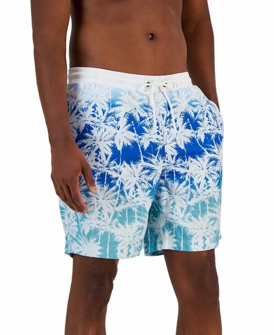 Swimwear * | Club Room Men'S Palm Ombre Swim Trunks, Created For Macy'S