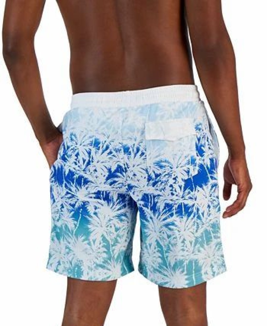 Swimwear * | Club Room Men'S Palm Ombre Swim Trunks, Created For Macy'S