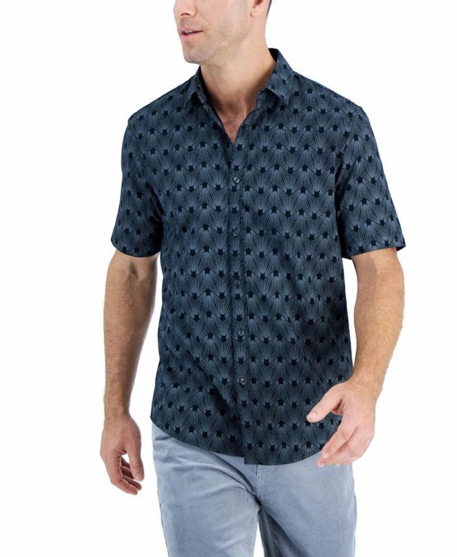 Casual Button-Down Shirts * | Alfani Men'S Short-Sleeve Reebe Geometric-Print Shirt, Created For Macy'S