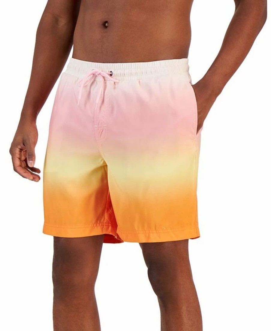 Swimwear * | Club Room Men'S Kenji Ombre Swim Trunks, Created For Macy'S Pink Combo