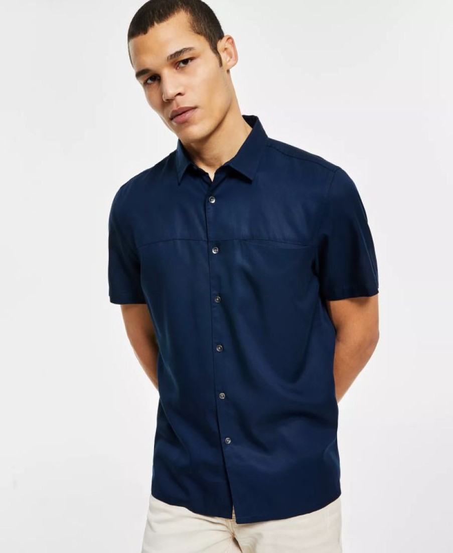 Casual Button-Down Shirts * | Inc International Concepts Men'S Regular-Fit Solid Shirt, Created For Macy'S Basic Navy