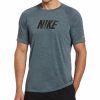 Swimwear * | Nike Men'S Logo-Graphic Heather Short-Sleeve Hydroguard Water Shirt