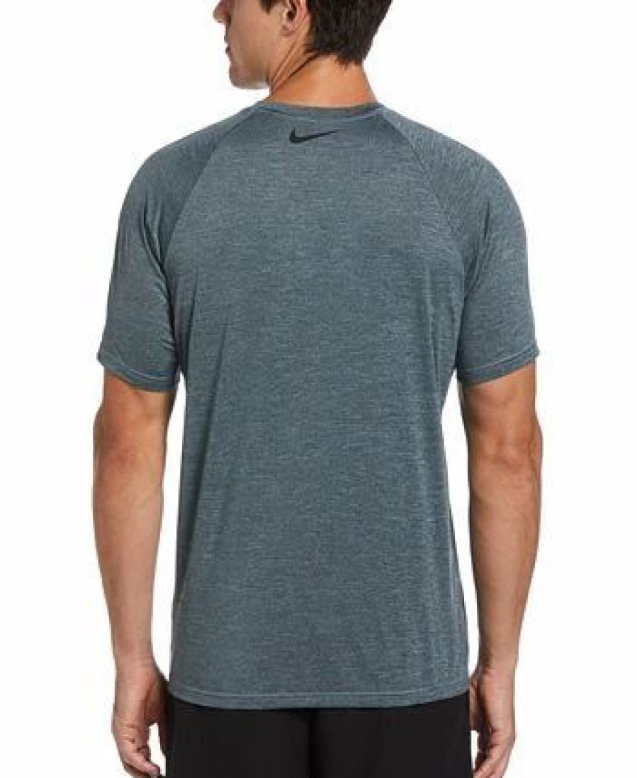 Swimwear * | Nike Men'S Logo-Graphic Heather Short-Sleeve Hydroguard Water Shirt