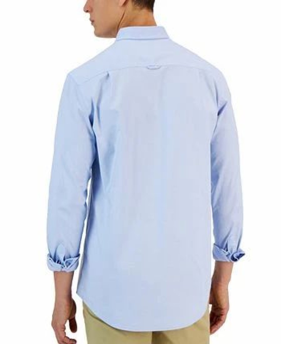 Casual Button-Down Shirts * | Club Room Horizon Long Sleeve Chest Stripe Oxford Shirt, Created For Macy'S Lupine Blue