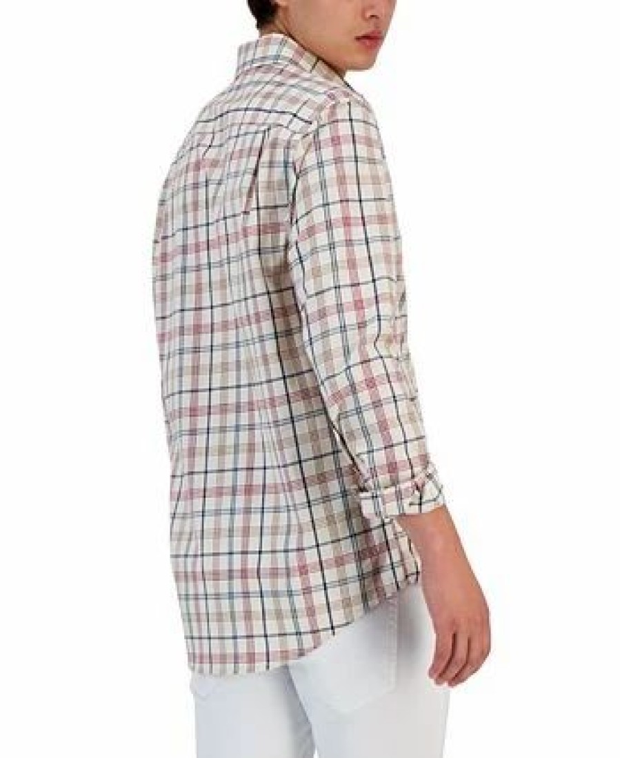 Casual Button-Down Shirts * | Club Room Men'S Palermo Plaid Shirt, Created For Macy'S Winter Ivory Combo