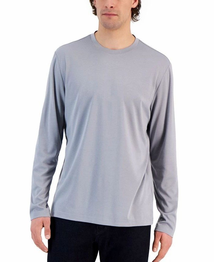 Casual Button-Down Shirts * | Alfani Tech Long Sleeve Crewneck T-Shirt, Created For Macy'S