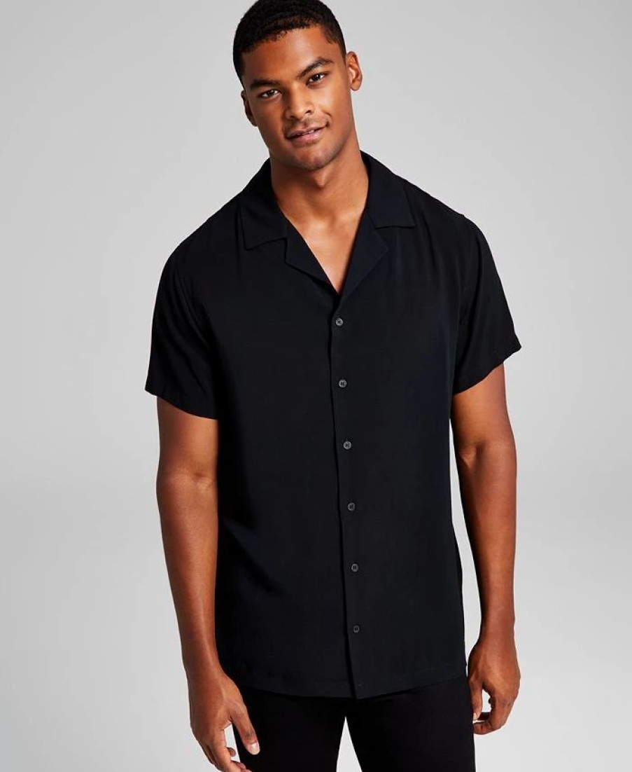 Casual Button-Down Shirts * | And Now This Men'S Solid Short-Sleeve Button-Up Camp Shirt