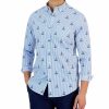 Casual Button-Down Shirts * | Club Room Men'S James Classic-Fit Stripe Sailboat-Print Button-Down Poplin Shirt, Created For Macy'S Bright White