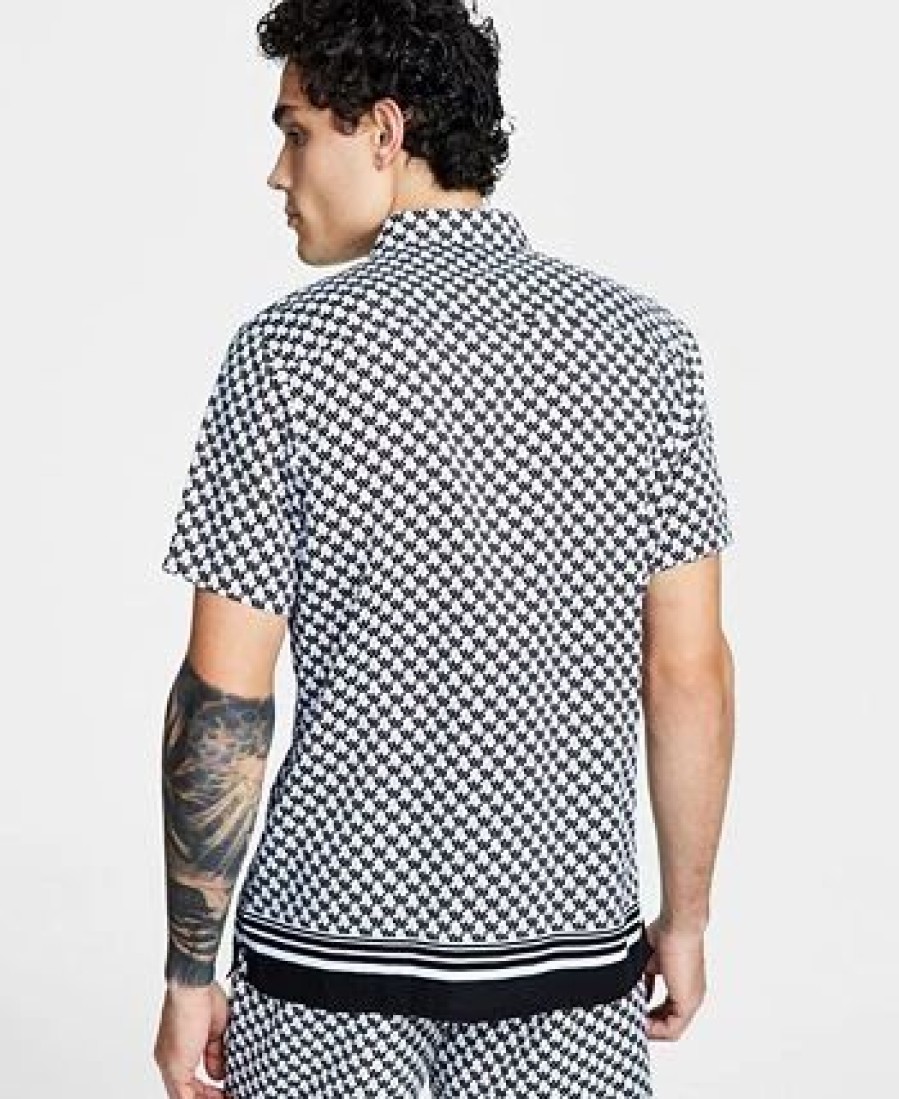 Casual Button-Down Shirts * | Inc International Concepts Men'S Classic-Fit Geometric-Print Shirt, Created For Macy'S Deep Black