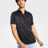 Casual Button-Down Shirts * | Inc International Concepts Men'S Cicero Short-Sleeve Vertical Striped Shirt, Created For Macy'S Deep Black