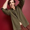 Casual Button-Down Shirts * | Royalty By Maluma En'S Relaxed-Fit Textured Plisse Knit Shirt, Created For Macy'S Olive