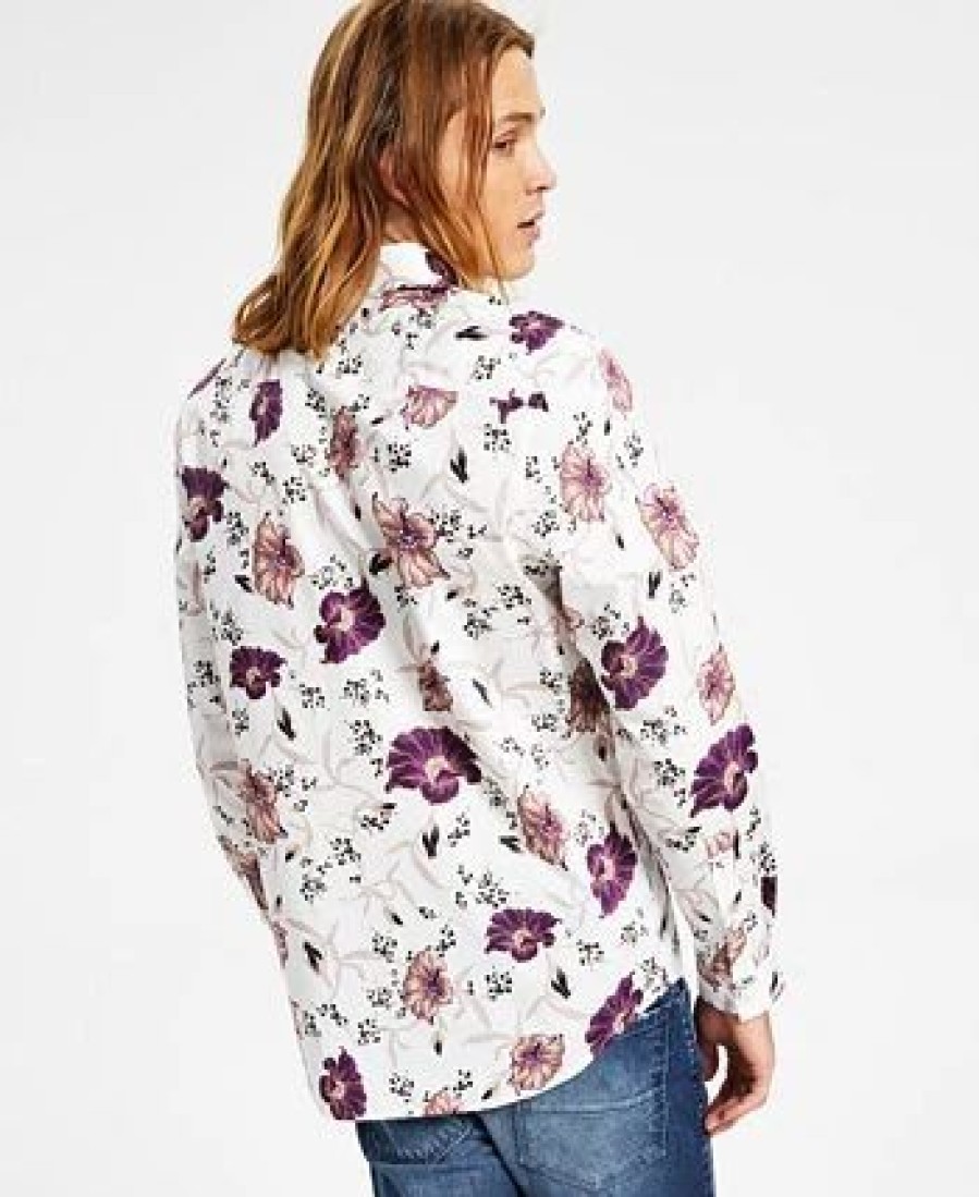 Casual Button-Down Shirts * | Inc International Concepts Men'S Jesse Classic-Fit Long Sleeve Floral Print Shirt, Created For Macy'S White Linen