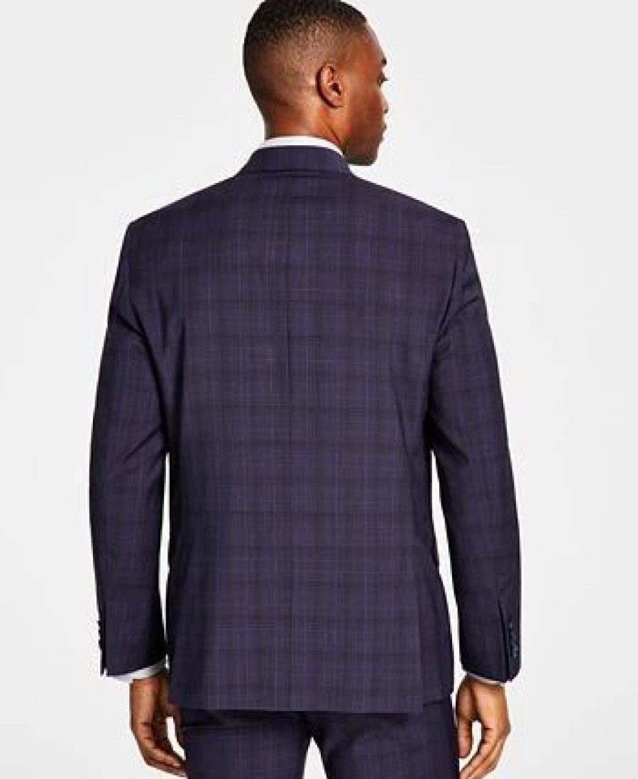 Suits & Tuxedos * | Michael Kors N'S Classic Fit Wool-Blend Plaid Suit Jacket