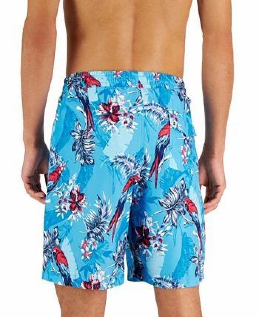 Swimwear * | Club Room Men'S Tropical Bird-Print Swim Shorts, Created For Macy'S