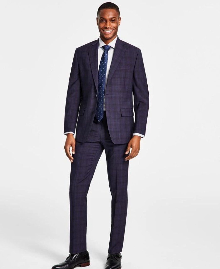 Suits & Tuxedos * | Michael Kors N'S Classic Fit Wool-Blend Plaid Suit Jacket & Suit Pants