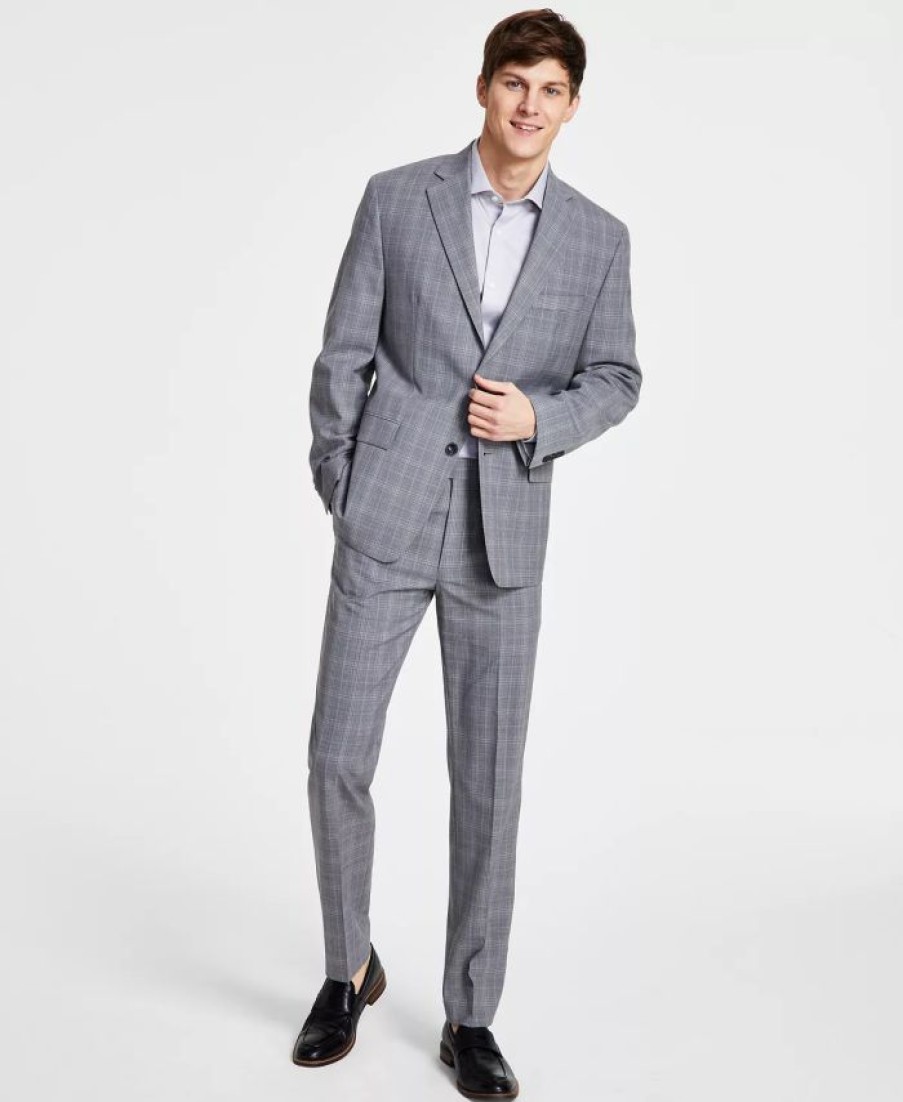 Suits & Tuxedos * | Michael Kors N'S Classic Fit Wool-Blend Plaid Suit Jacket & Suit Pants