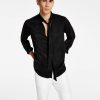 Casual Button-Down Shirts * | Inc International Concepts -Fit Satin Bow Button-Down Shirt, Created For Macy'S Deep Black