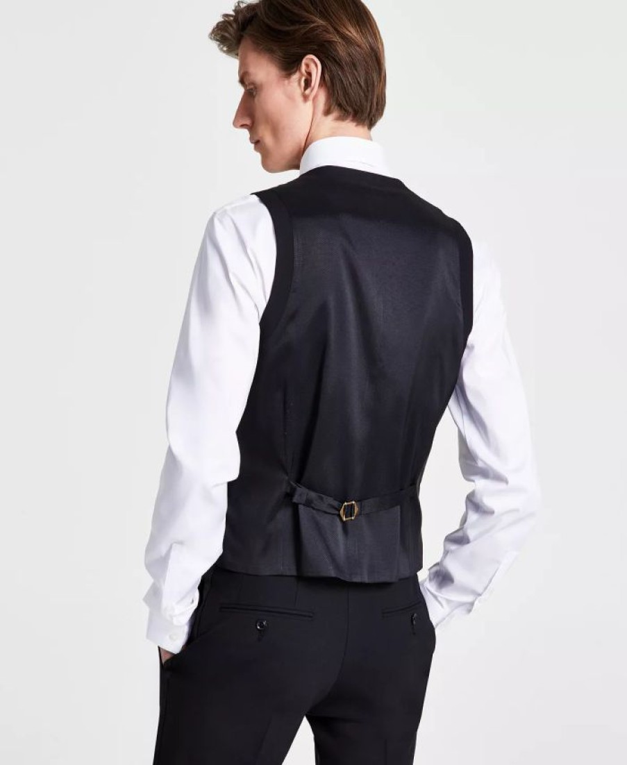 Suits & Tuxedos * | Bar Iii Men'S Slim-Fit Faille-Trim Tuxedo Vest, Created For Macy'S Black