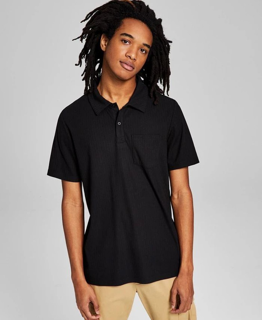 Casual Button-Down Shirts * | And Now This Men'S Textured Short-Sleeve Polo Shirt