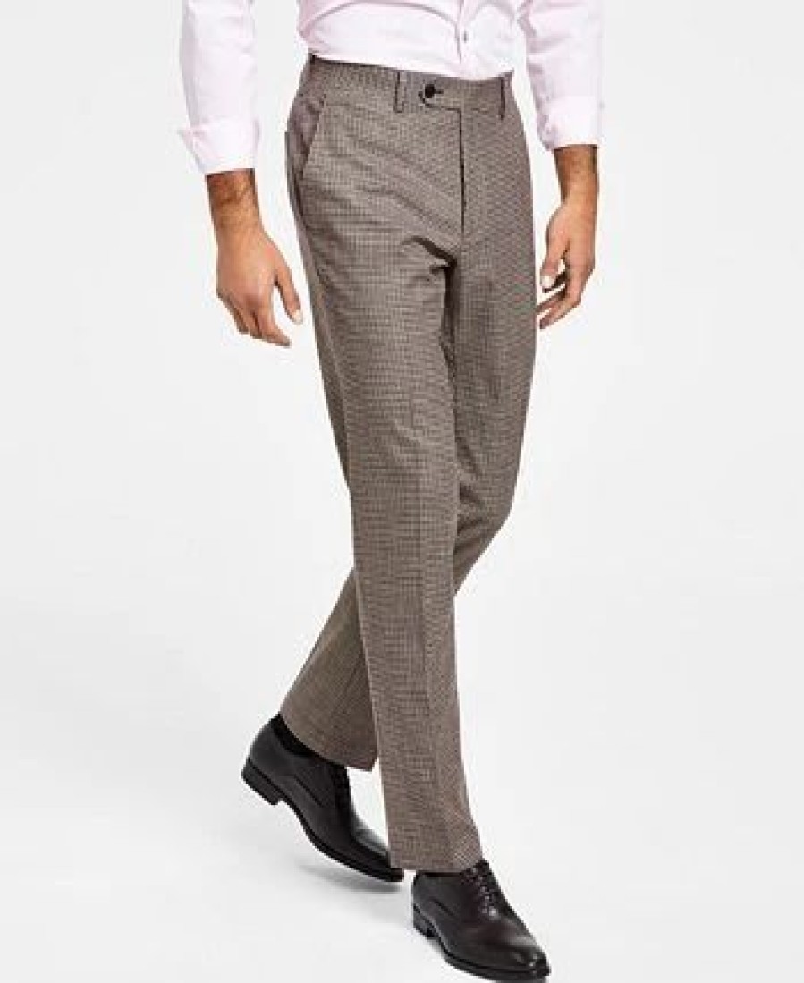 Suits & Tuxedos * | Bar Iii Men'S Slim-Fit Check Suit Separate Pants, Created For Macy'S Burgundy/Black Check